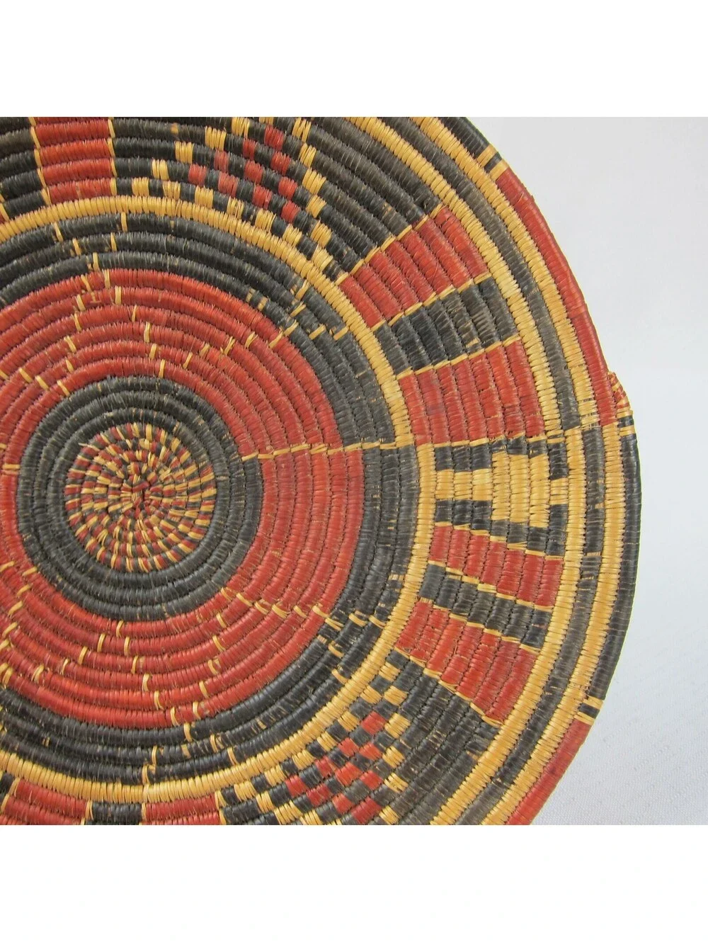 Vintage 1940s Native American Navajo Flat Polychrome Wedding Basket 9.75 inch